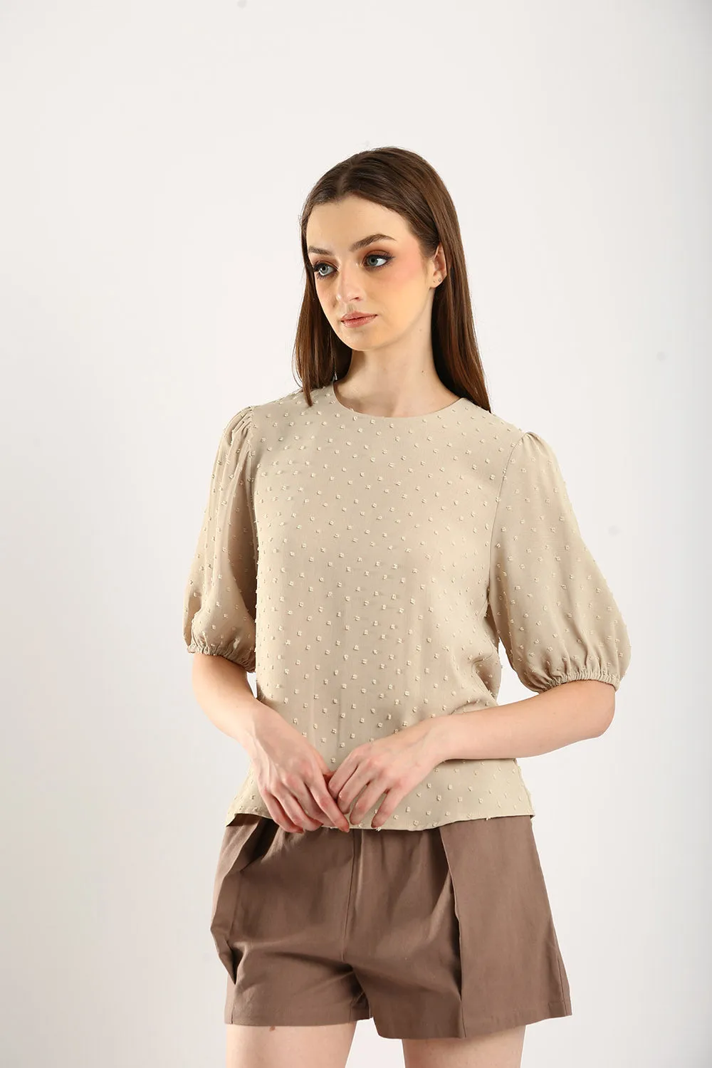 Harlene Cotton Linen Blouse in Khakis