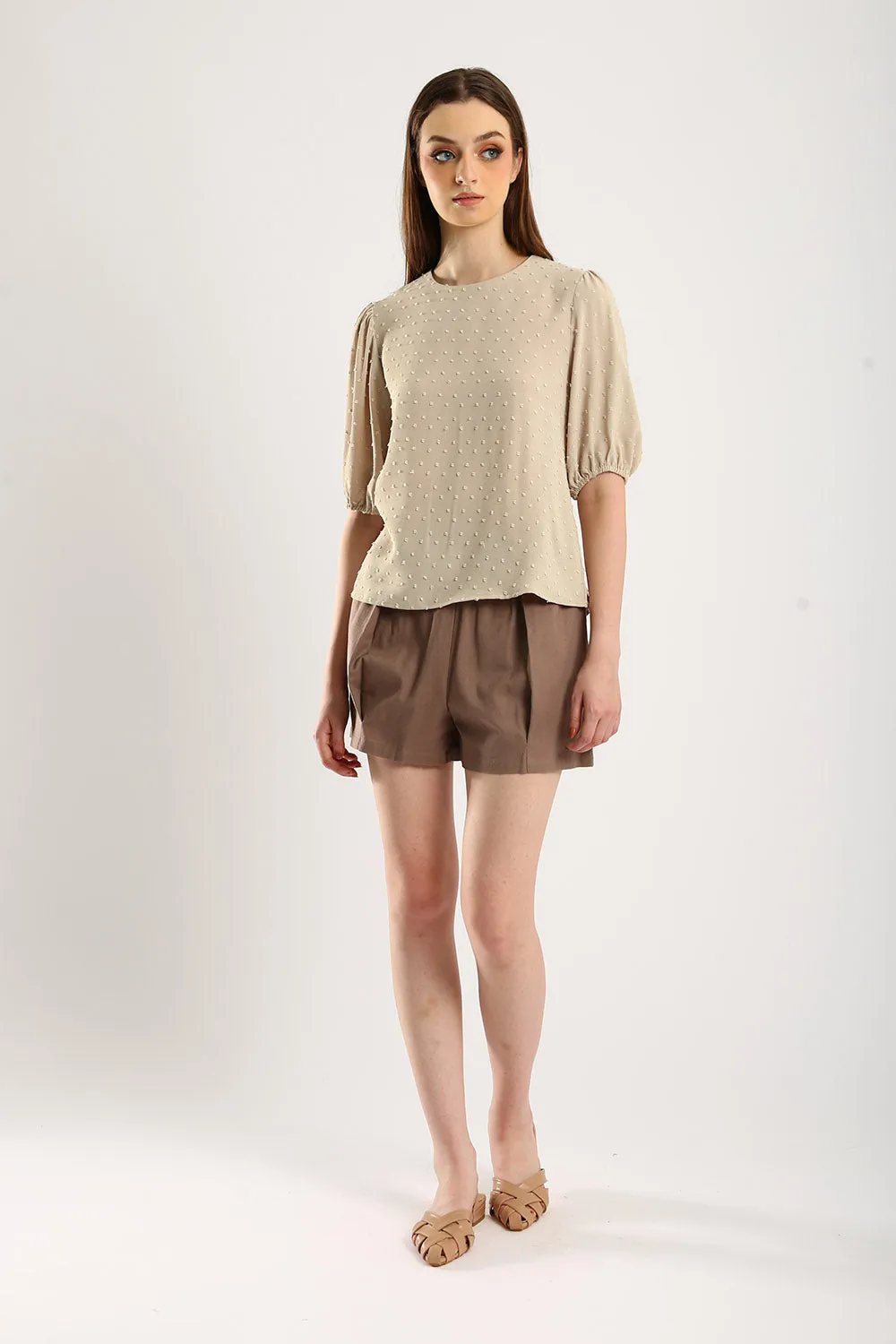 Harlene Cotton Linen Blouse in Khakis