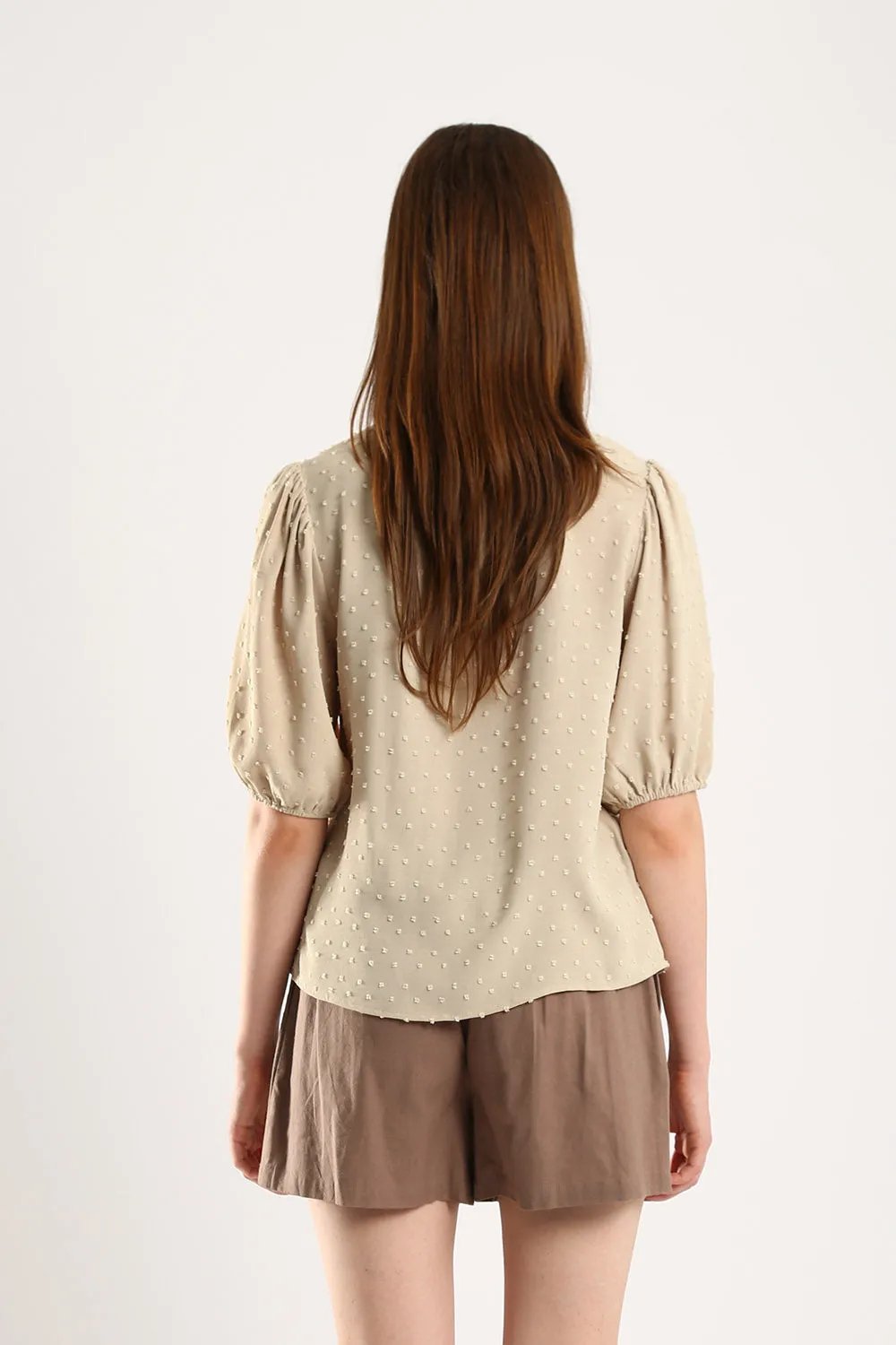 Harlene Cotton Linen Blouse in Khakis