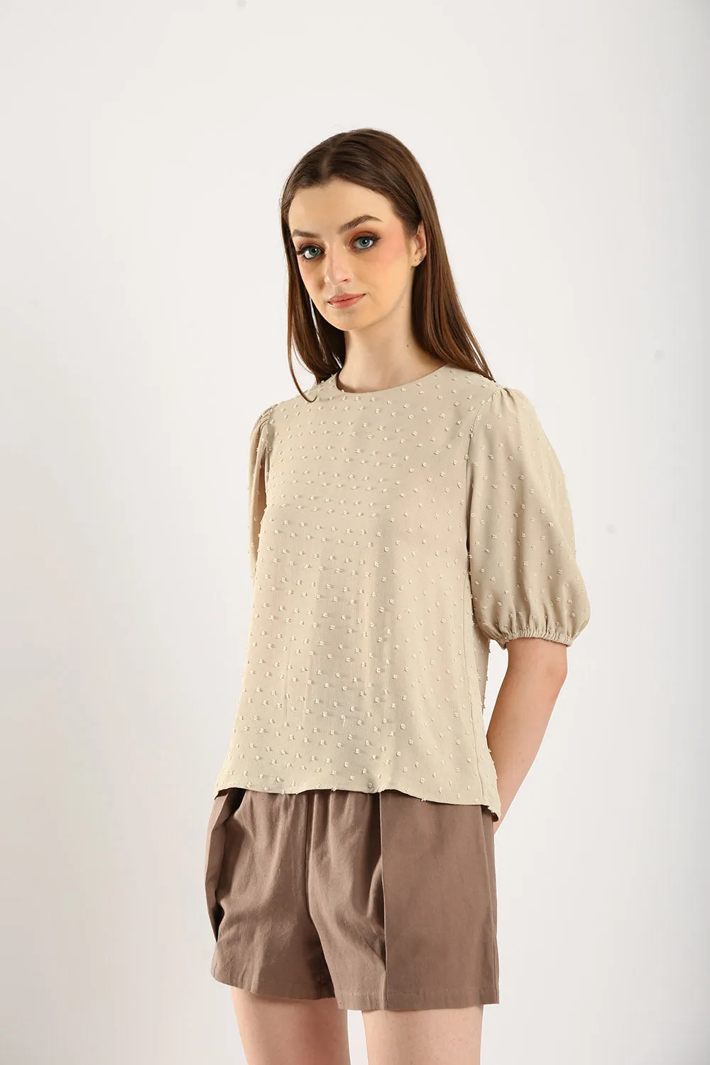 Harlene Cotton Linen Blouse in Khakis