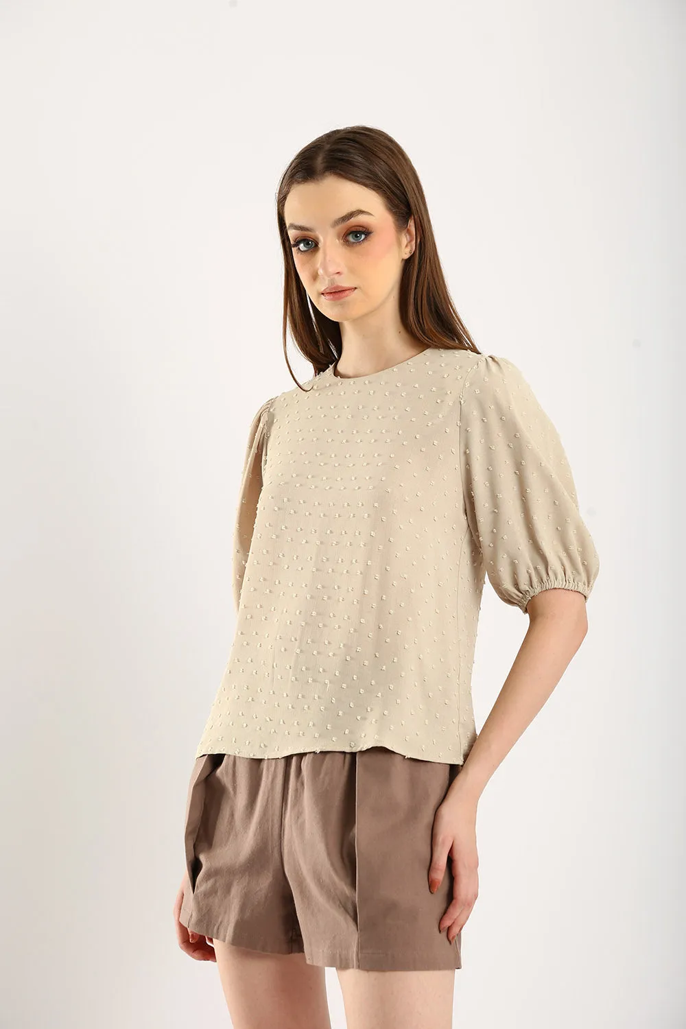 Harlene Cotton Linen Blouse in Khakis