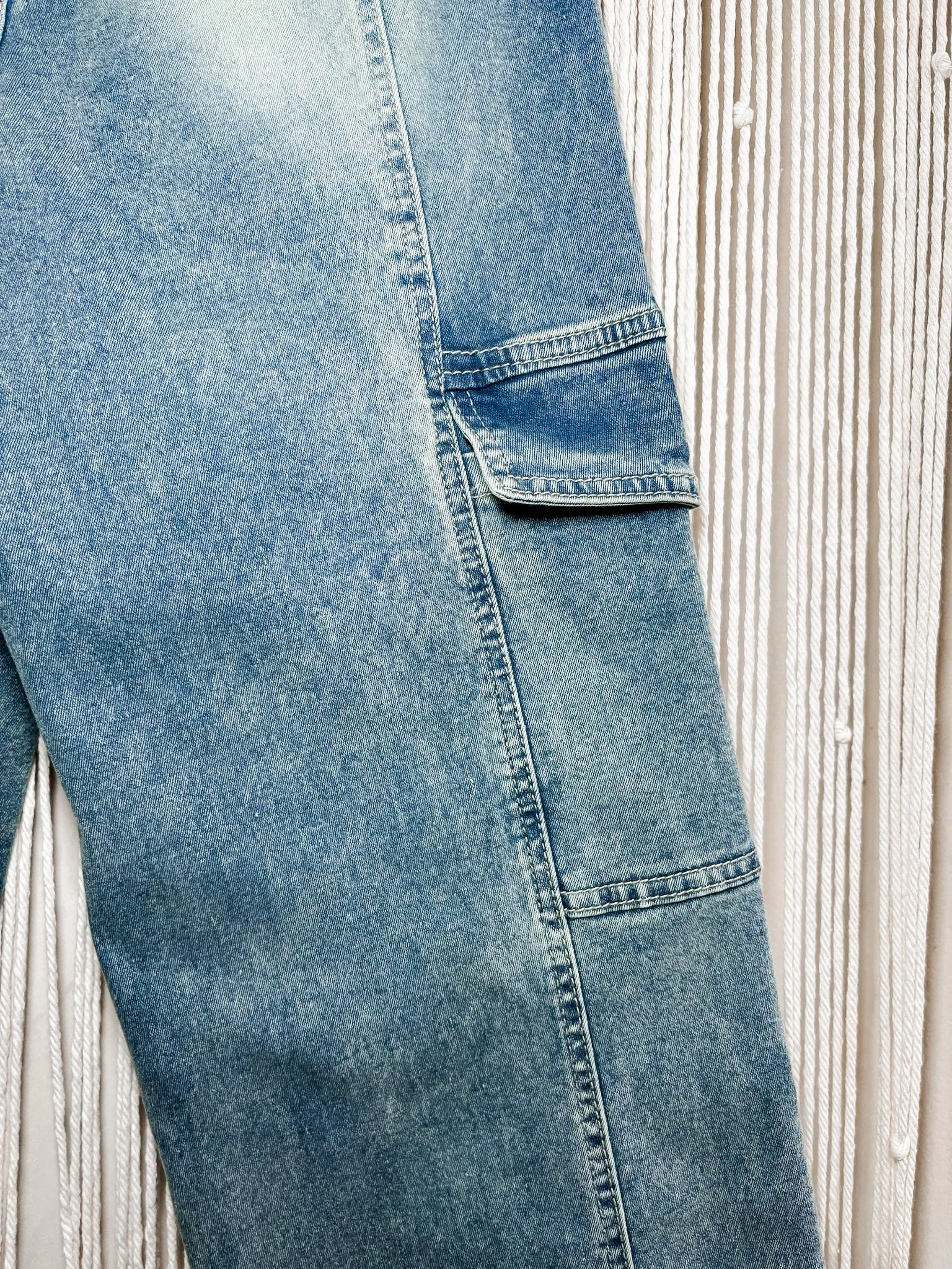 High rise cargo jeans