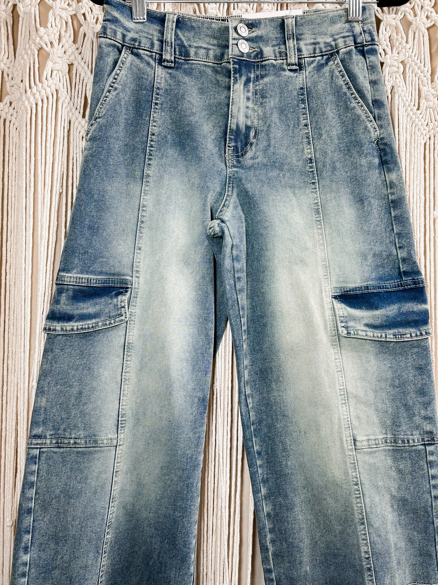 High rise cargo jeans