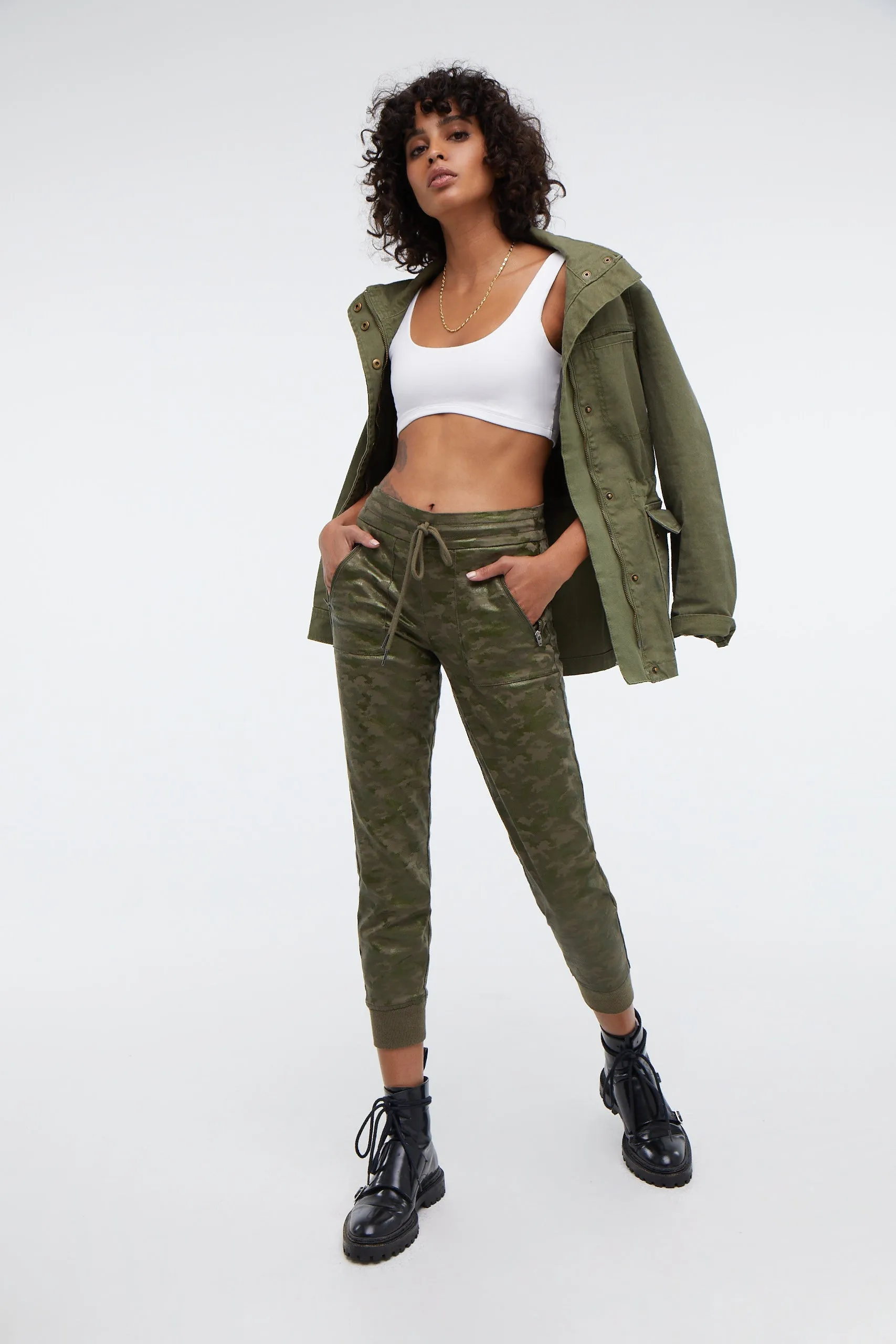 Jolie Glossed Camo Trek Pant