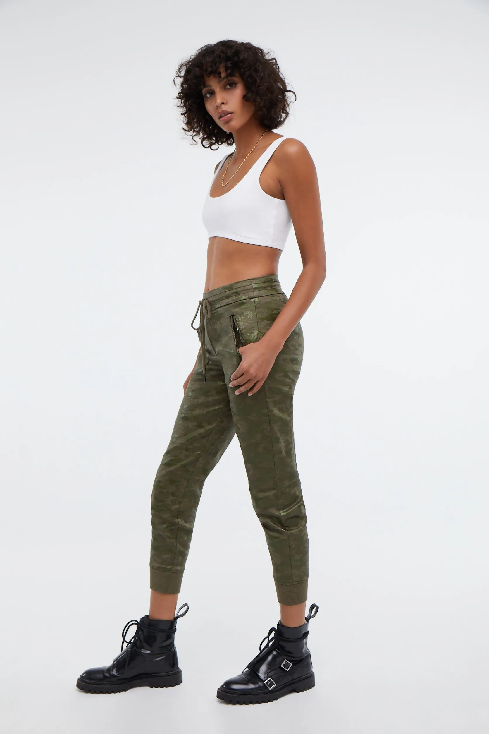 Jolie Glossed Camo Trek Pant