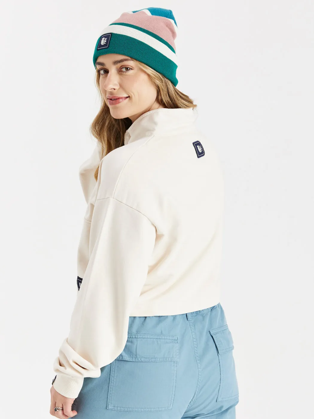 Kelsey Cropped 1/4 Zip Sweater Cream