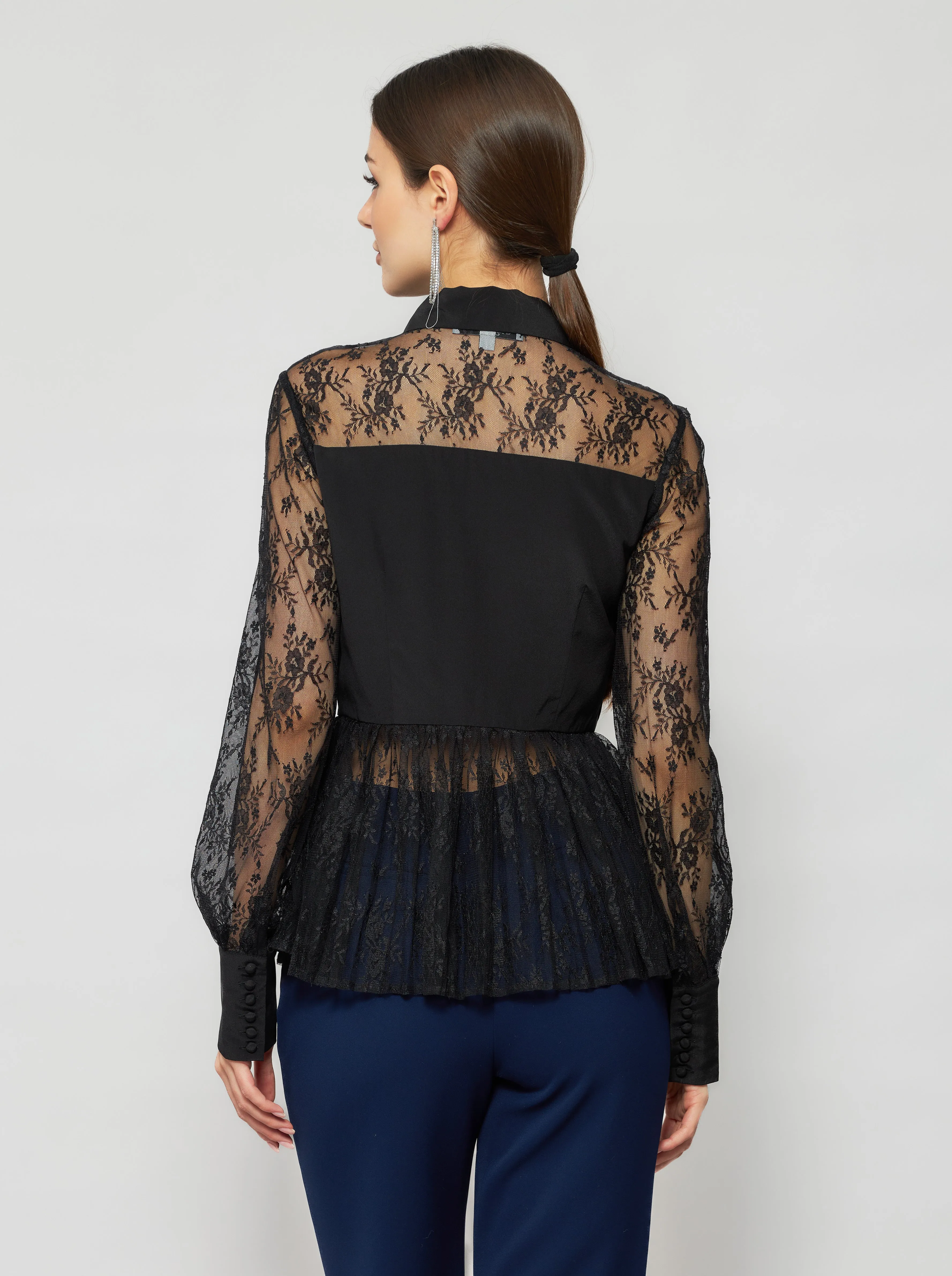 Laelia Pleated Lace Blouse