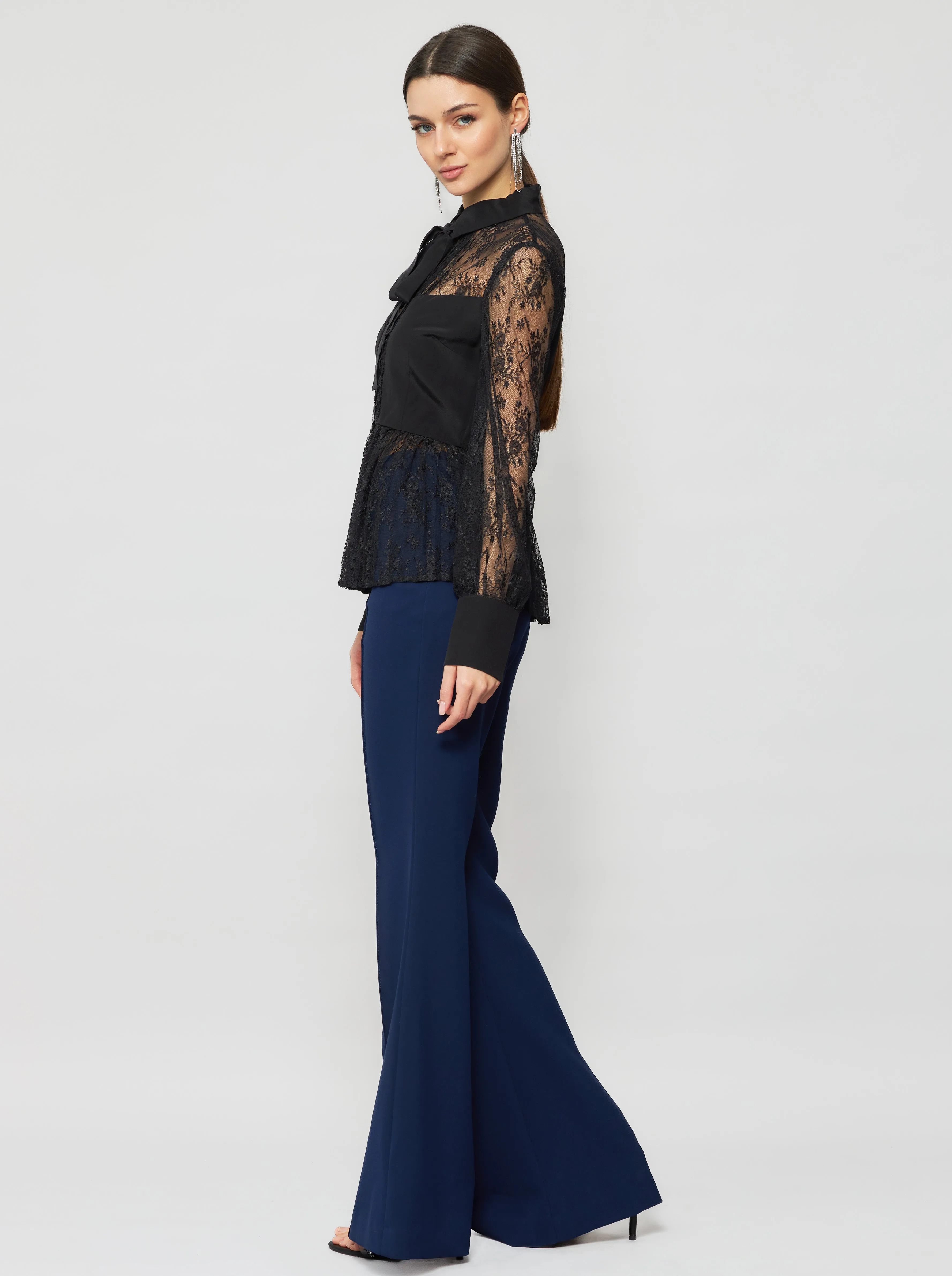 Laelia Pleated Lace Blouse