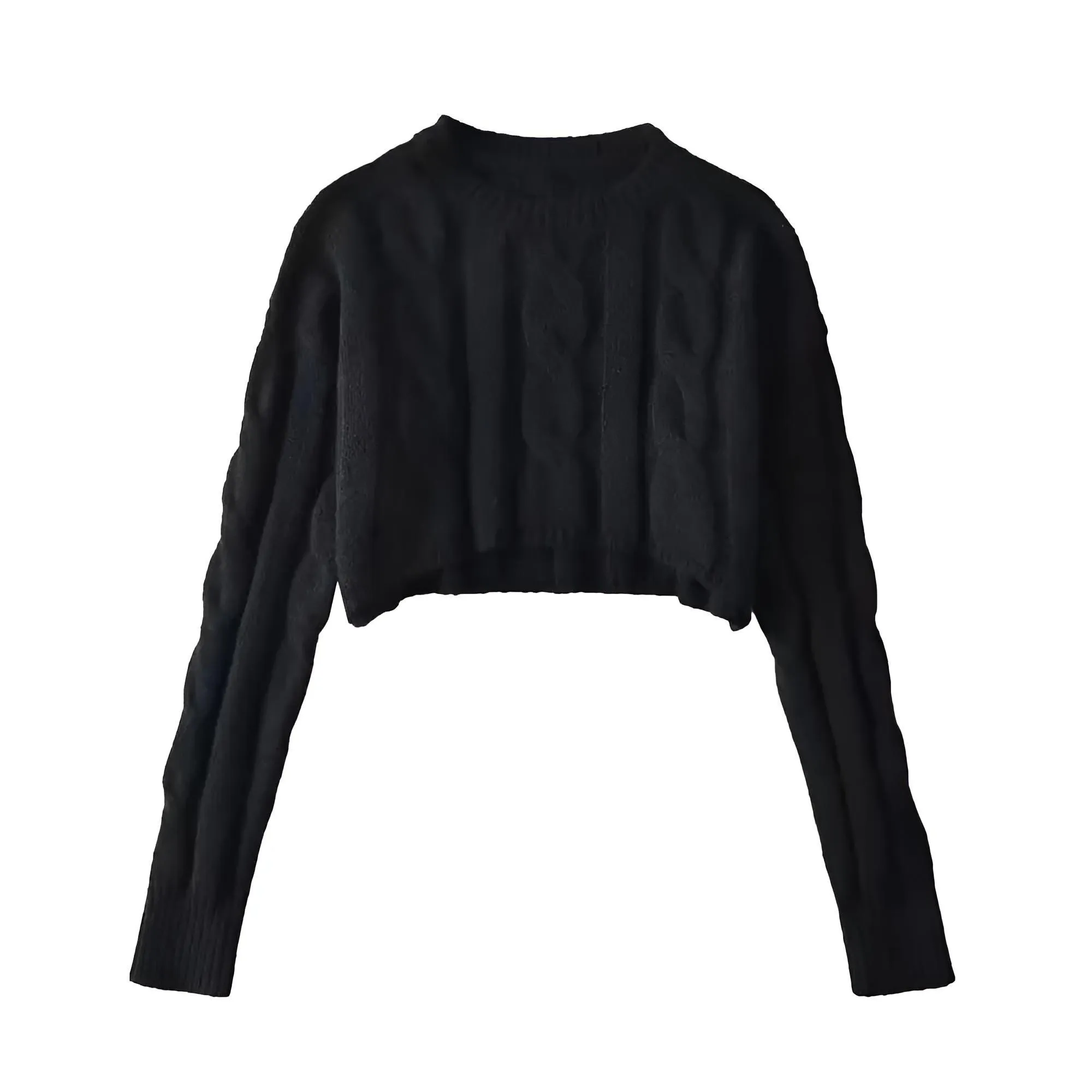 Long Sleeve Top Women's Fashion Cropped Sweater Preppy Pullover Short Sweater