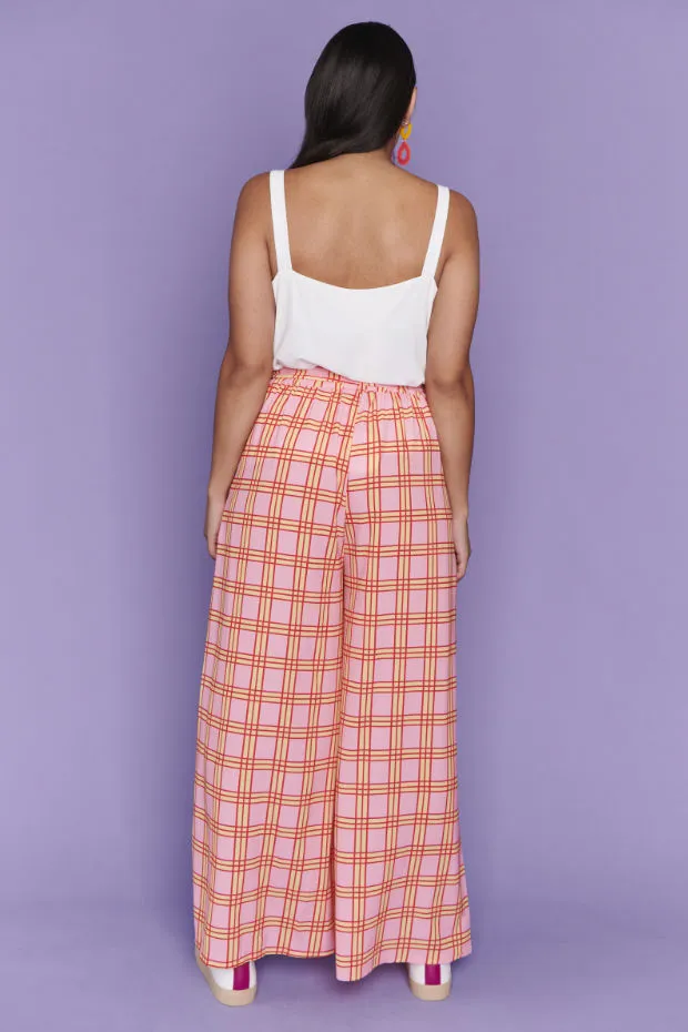 Loreta Pink Check Pants