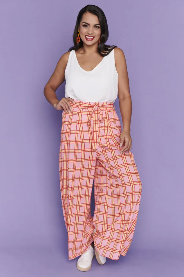 Loreta Pink Check Pants