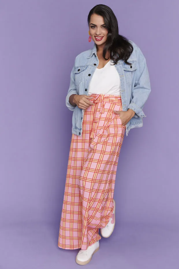 Loreta Pink Check Pants