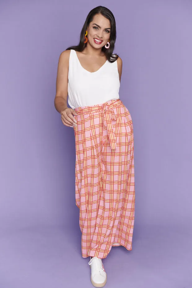 Loreta Pink Check Pants