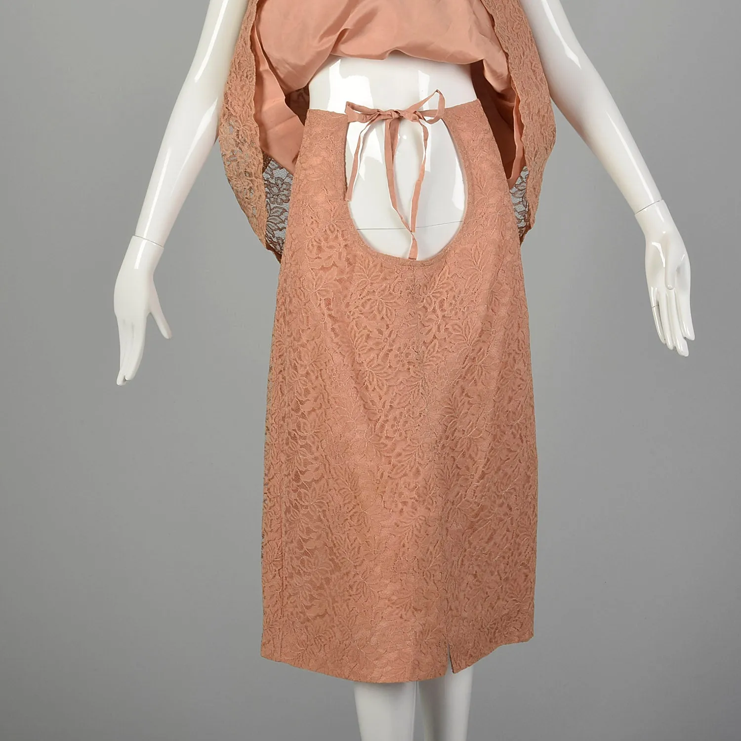 Medium-XL 1960s Pink Lace Maternity Skirt Set