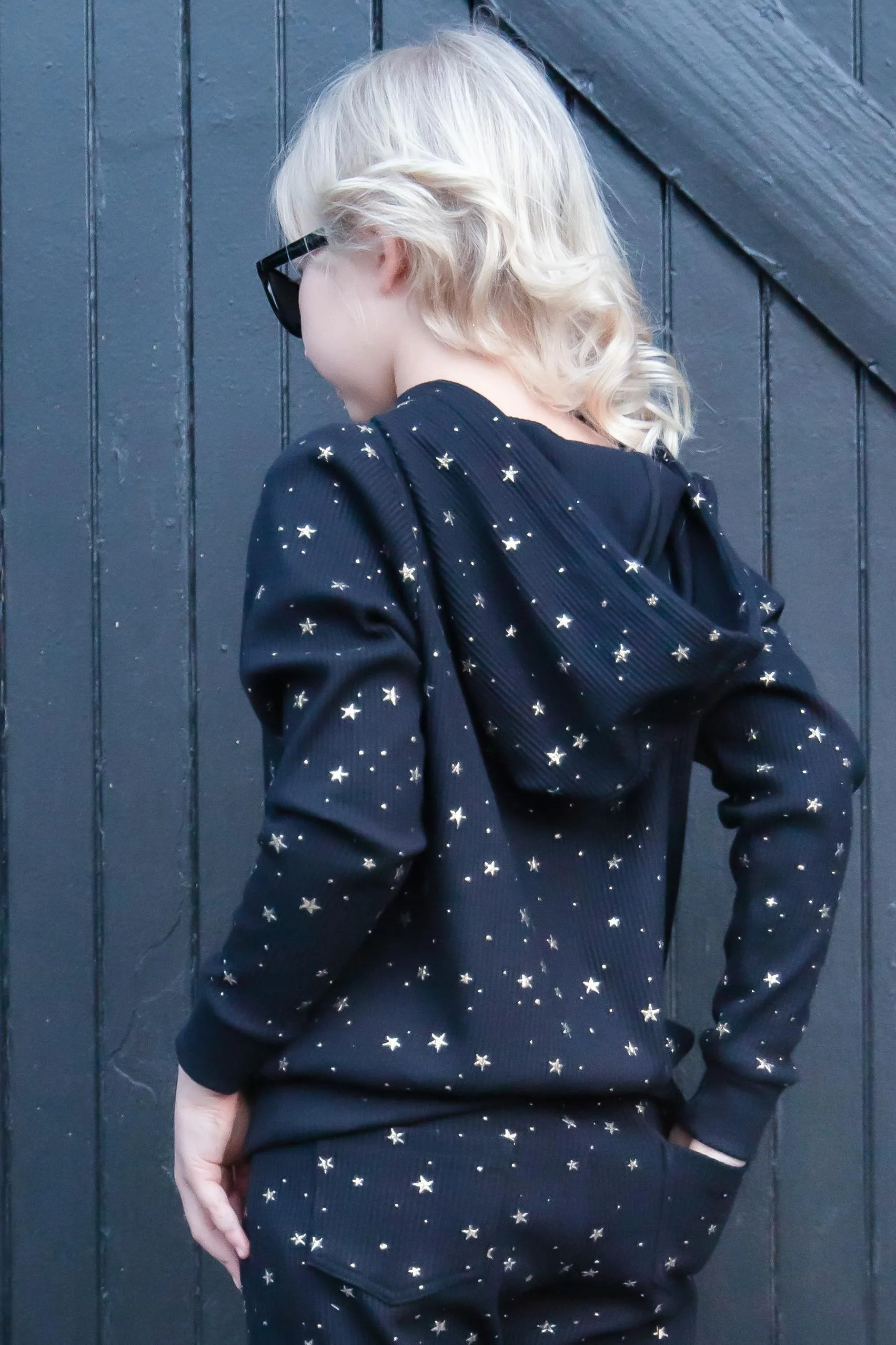 Mini Noah Hoodie - Black Star - Girls