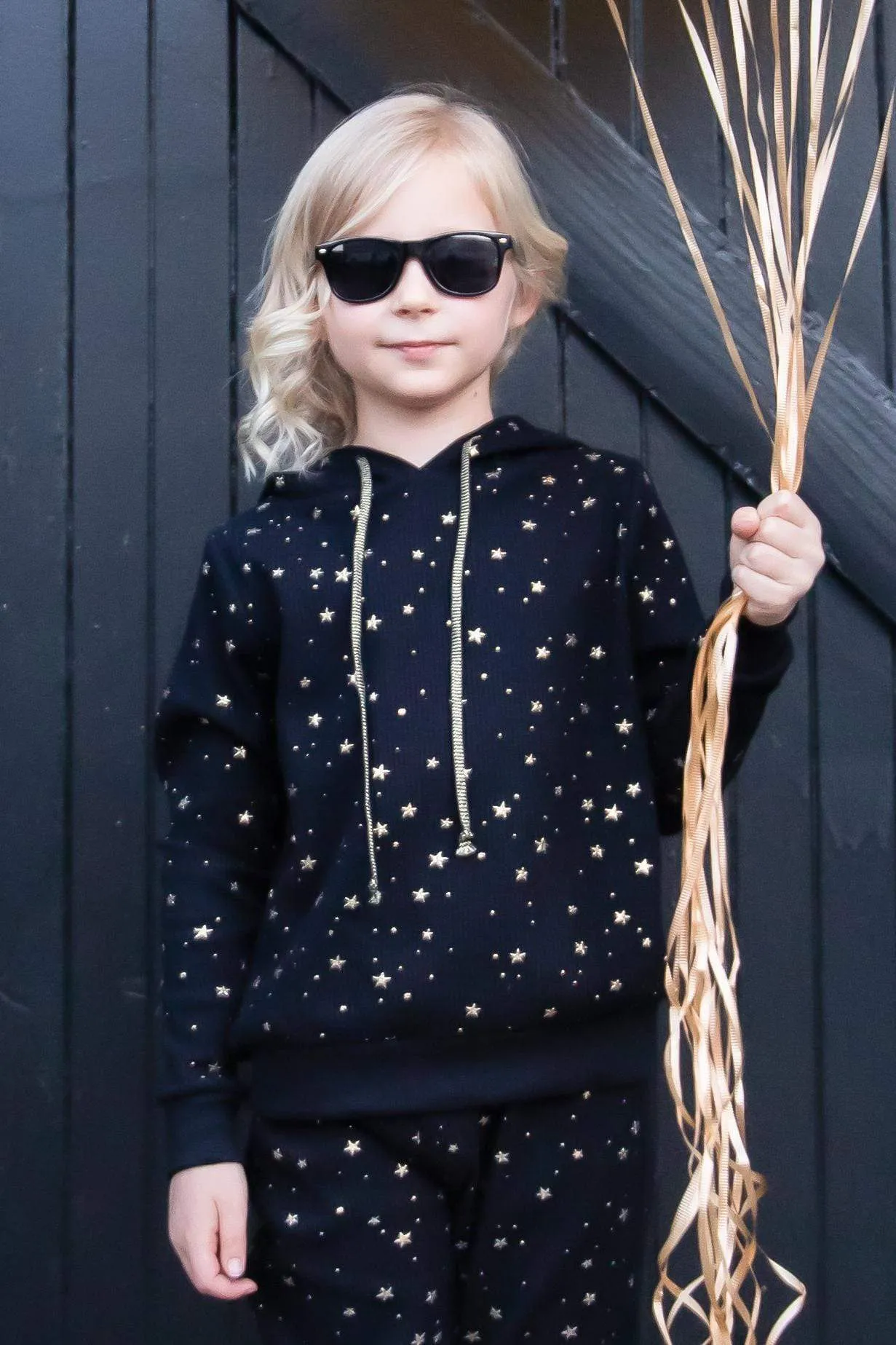 Mini Noah Hoodie - Black Star - Girls