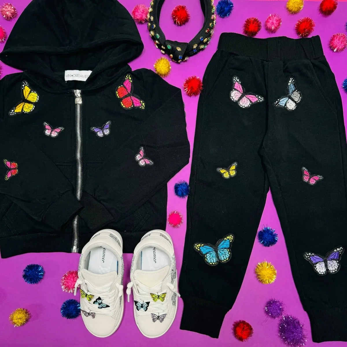 MONARCH BUTTERFLY ZIP UP HOODIE AND SWEATPANTS SET