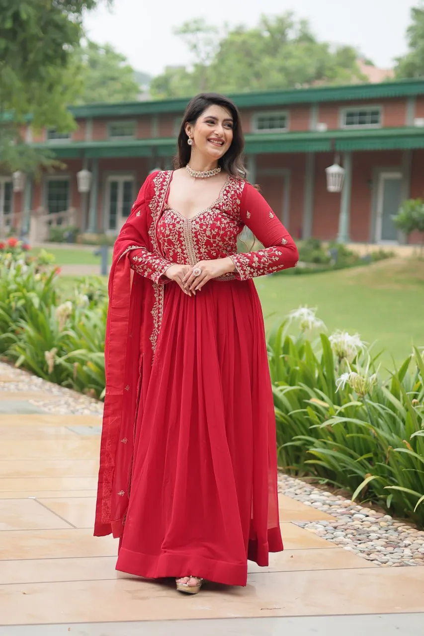 Multi Zari Embroidered Georgette Anarkali Gown