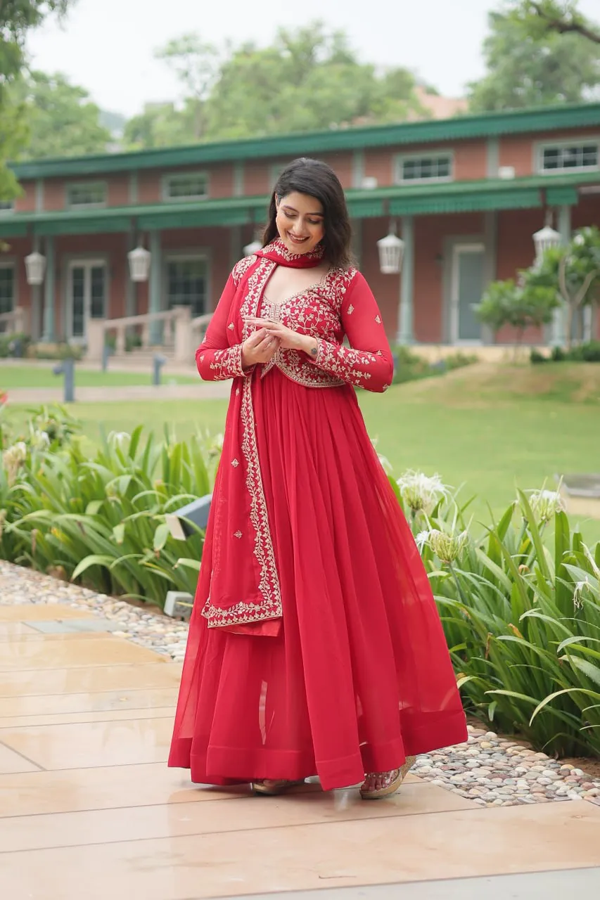 Multi Zari Embroidered Georgette Anarkali Gown