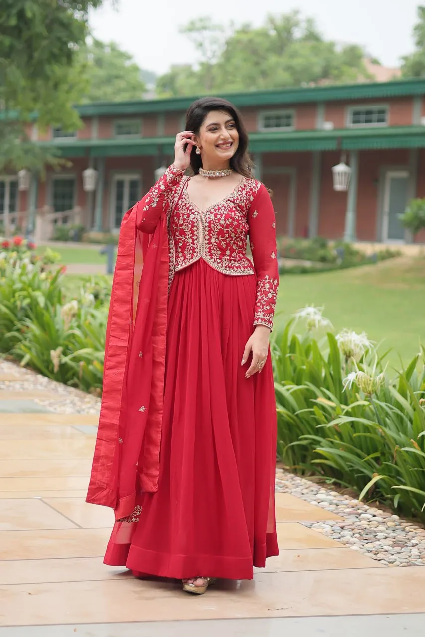 Multi Zari Embroidered Georgette Anarkali Gown