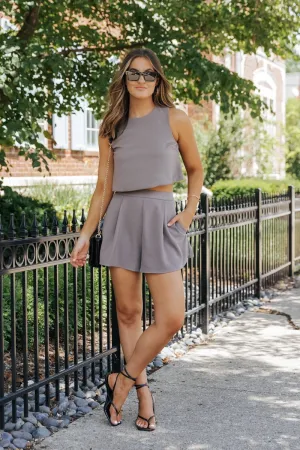 MUSE Dark Grey Textured Shorts - FINAL SALE