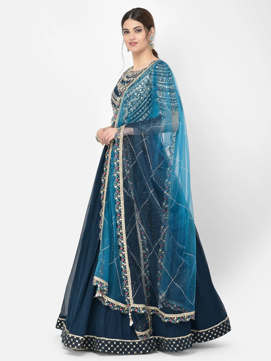 Neeru's Peacock Color Georgette Fabric Salwar Kameez