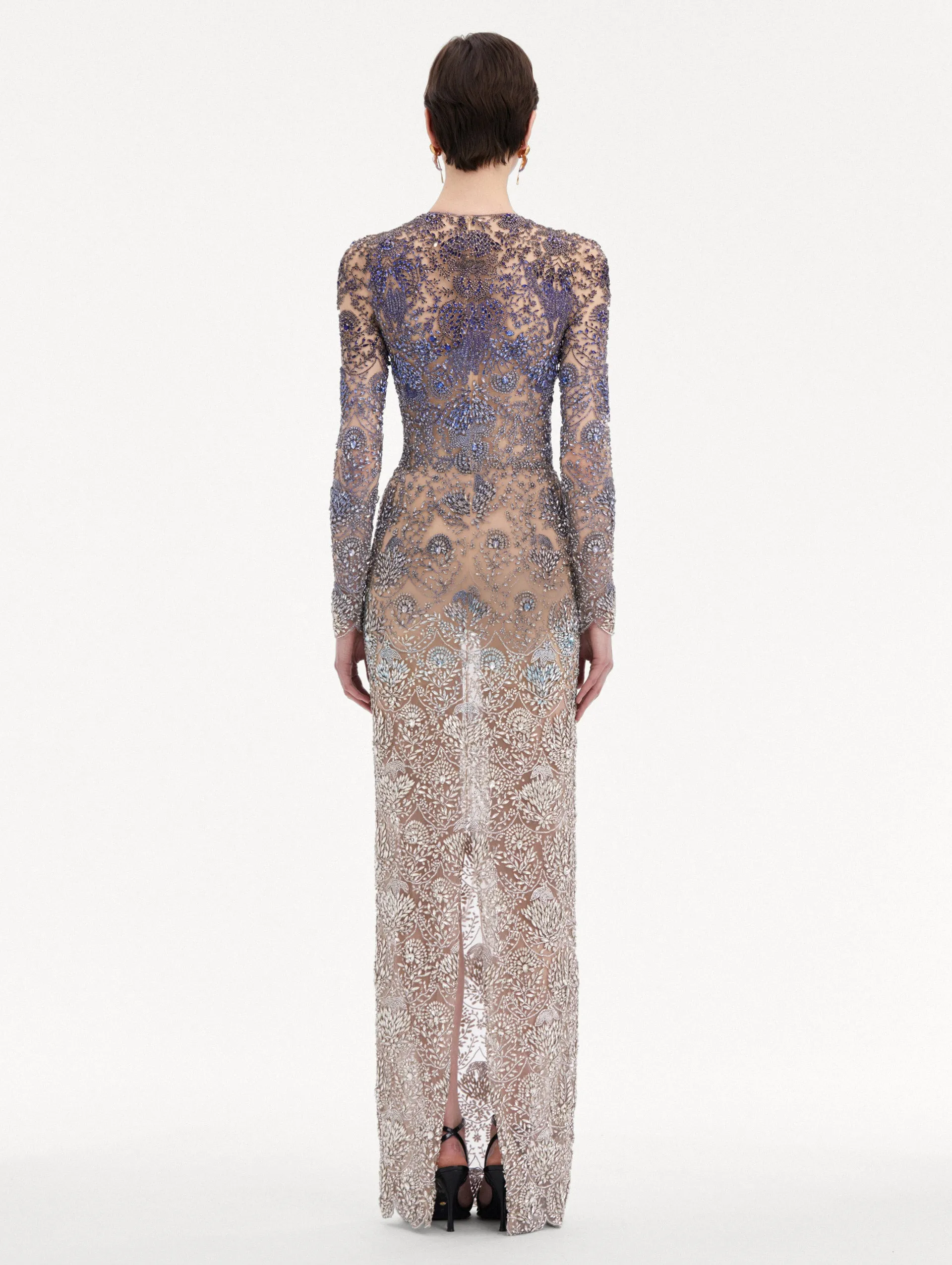 Ombré Crystal Embroidered Gown