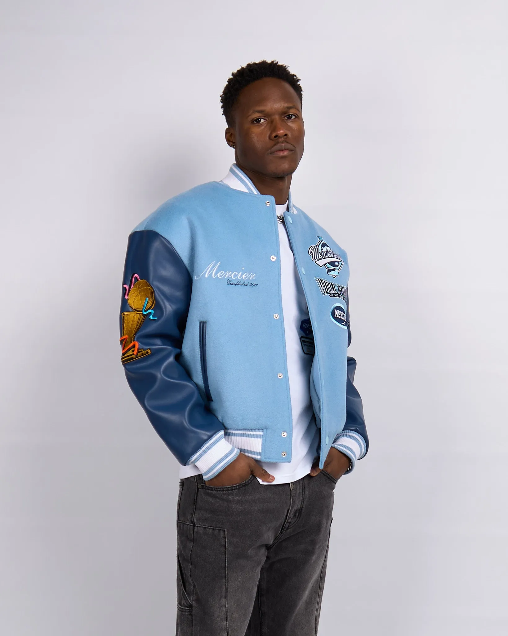 Placid Blue Navy Rodman Varsity Jacket