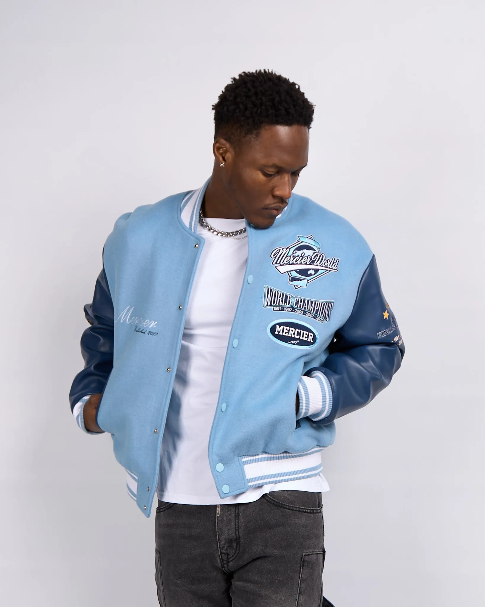 Placid Blue Navy Rodman Varsity Jacket