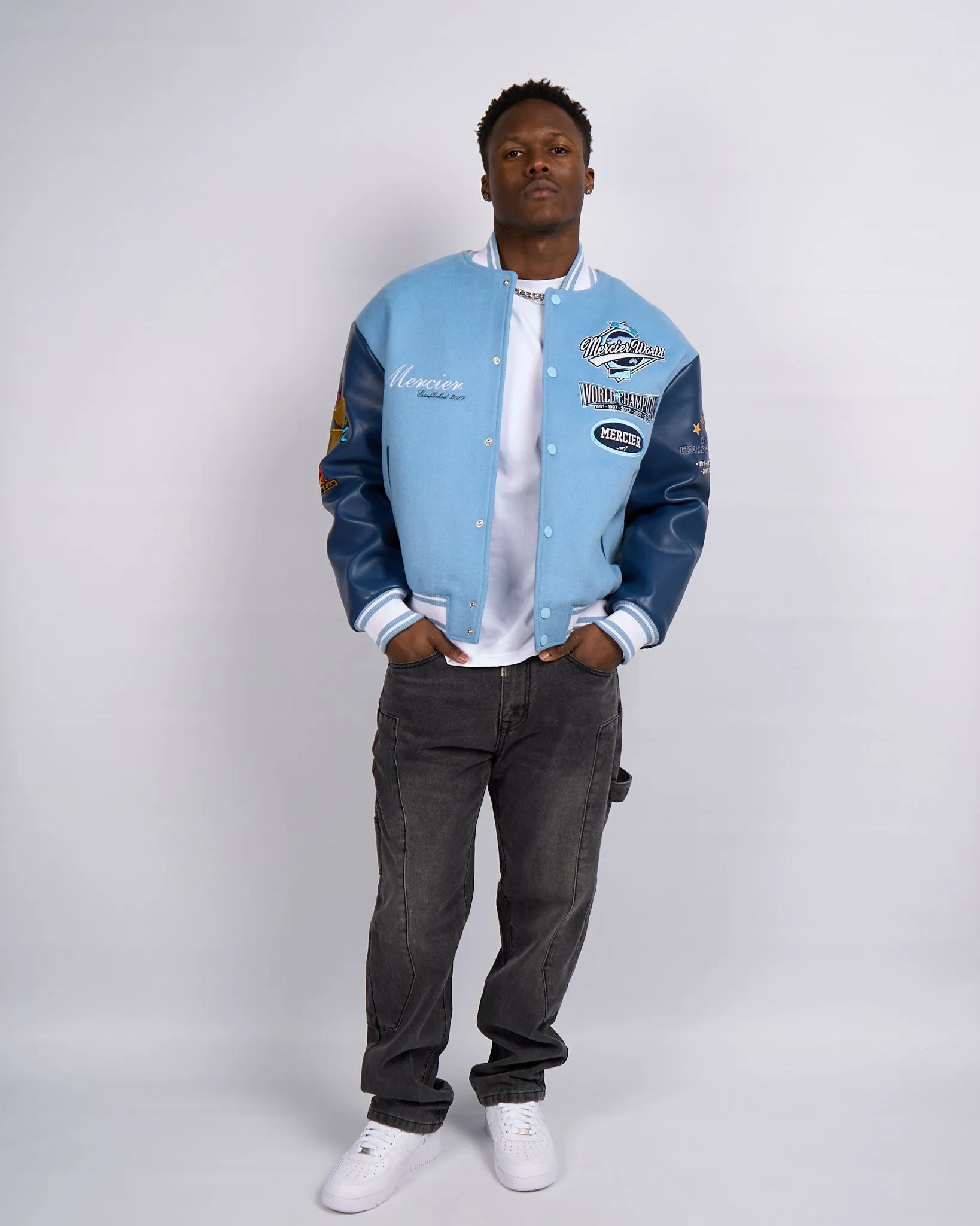 Placid Blue Navy Rodman Varsity Jacket