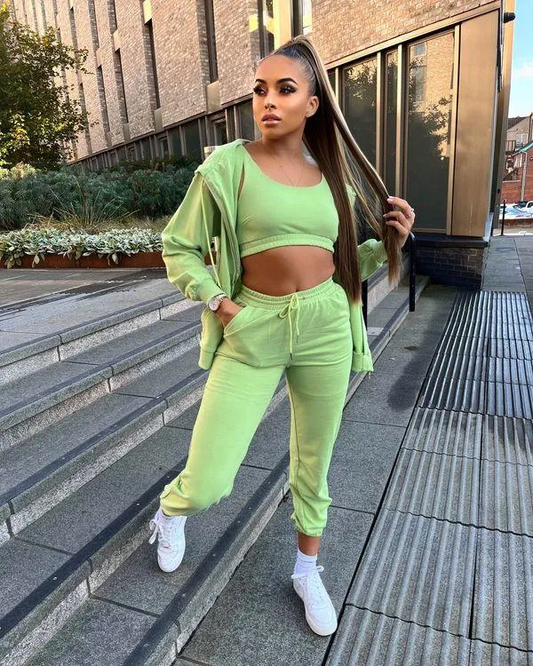 Premium Zip Hoodie, Jogger and Crop Set in Mint