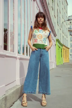 Rainbow Pencil Embroidered Skort