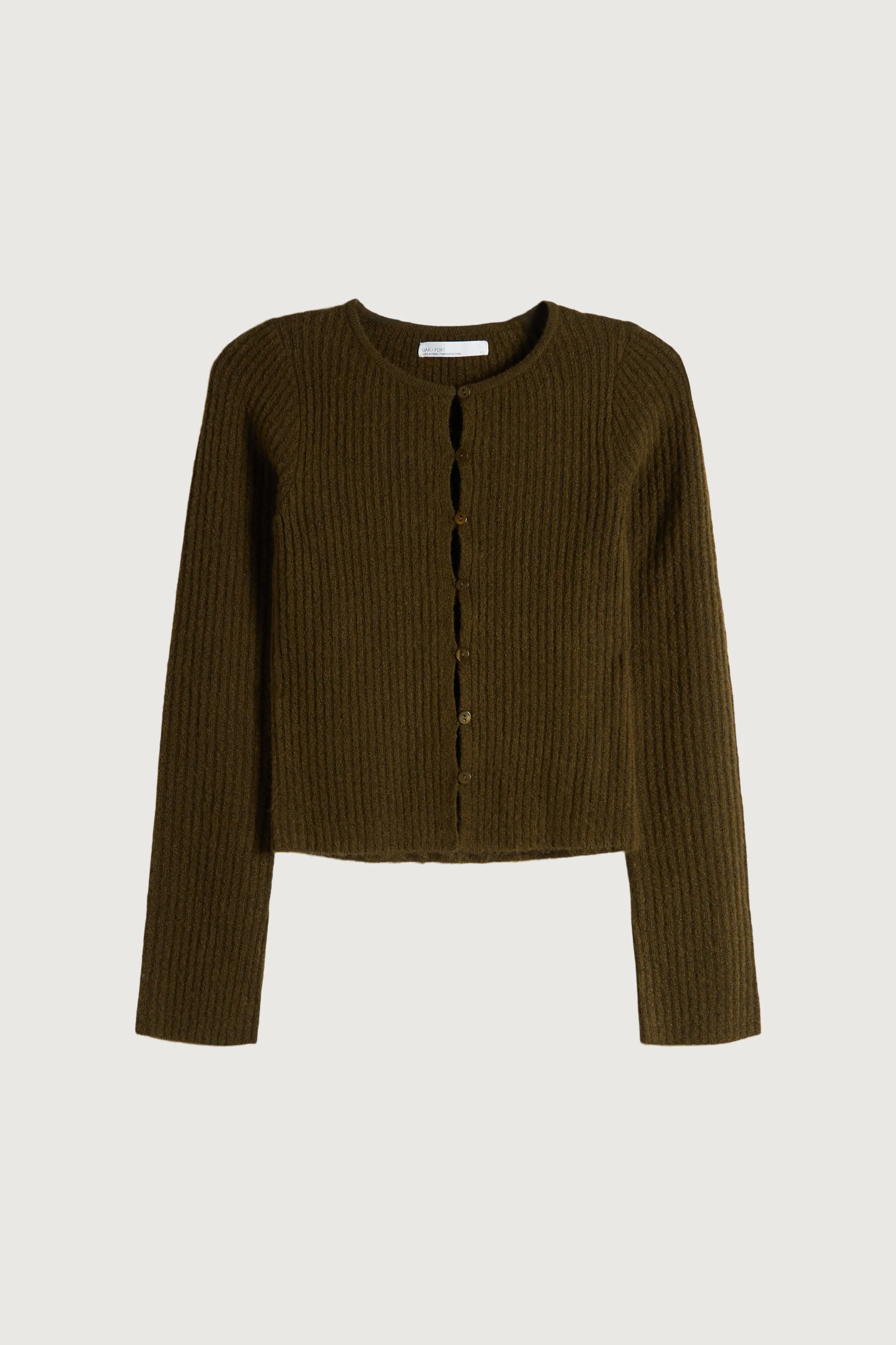 RIBBED BUTTON FRONT CARDIGAN