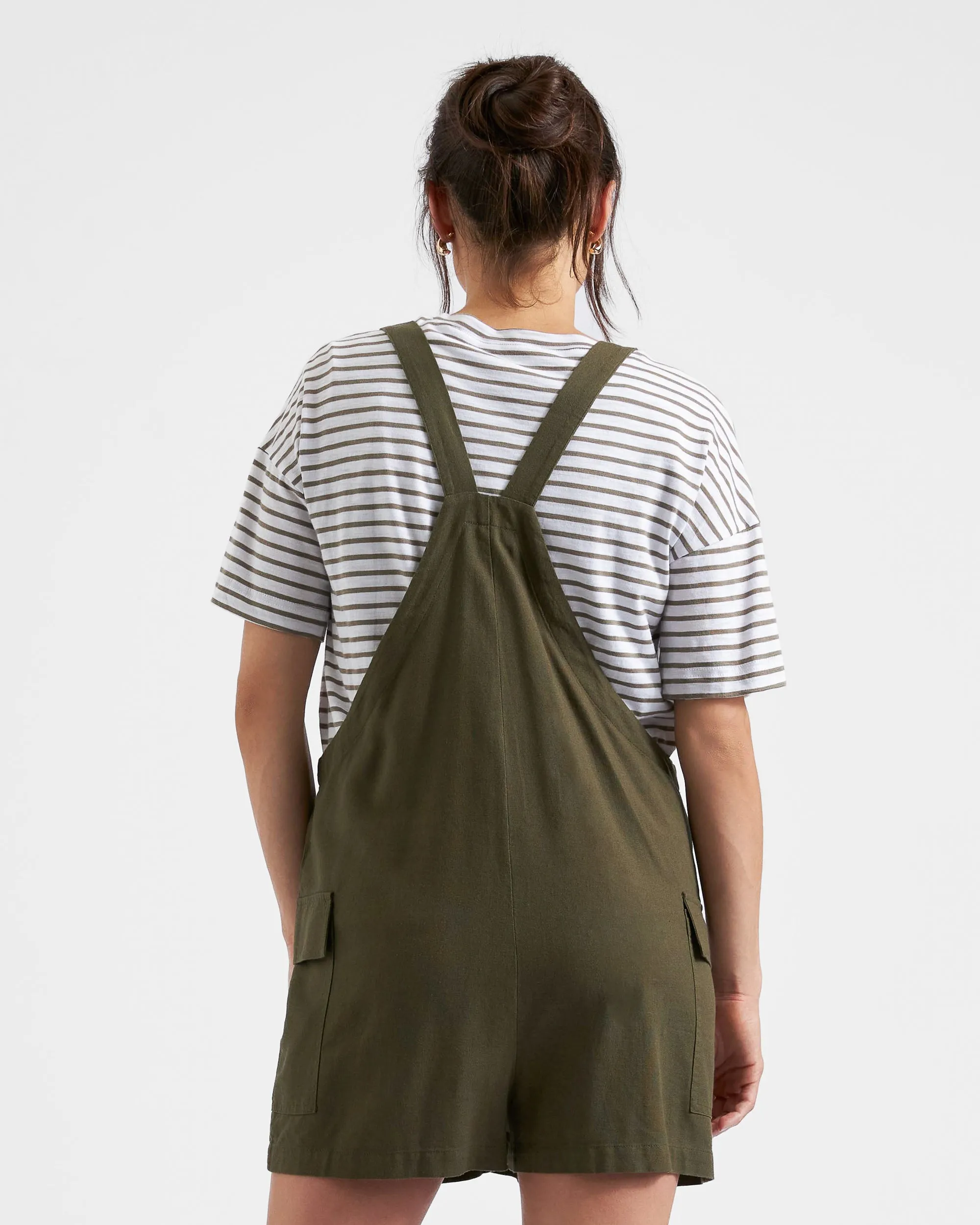 Ripe Maternity Olive Linen Overalls