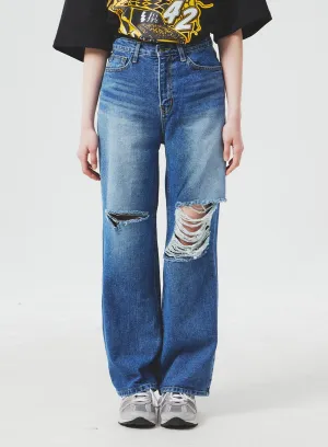 Ripped Knee Blue Jeans BA307