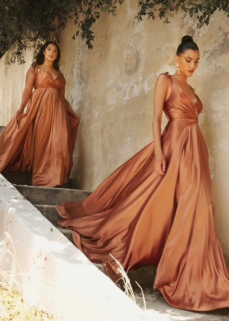 Roxy Satin Sweetheart Flow Maxi Dress Mahogany