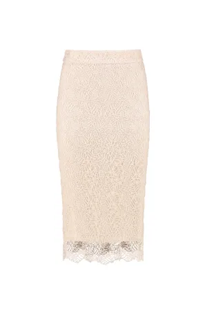 RUBIA PINK-HUED LACE PENCIL SKIRT