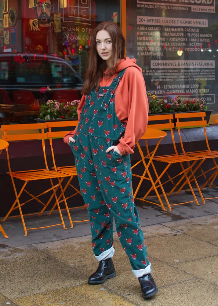 Run & Fly - Unisex Corduroy Fox Head Dungarees