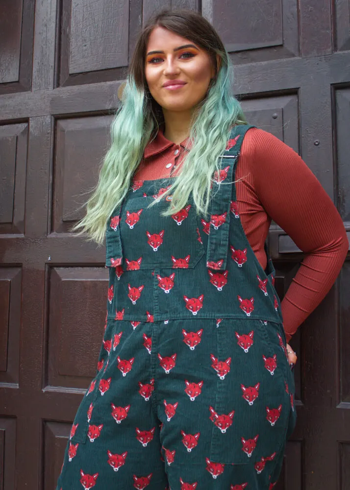 Run & Fly - Unisex Corduroy Fox Head Dungarees