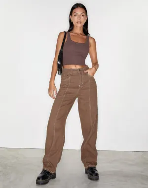 Seam Parallel Jeans in Rich Brown