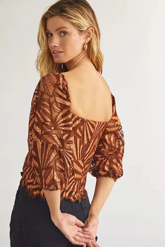 Shine Lace Blouse – Copper Metallic