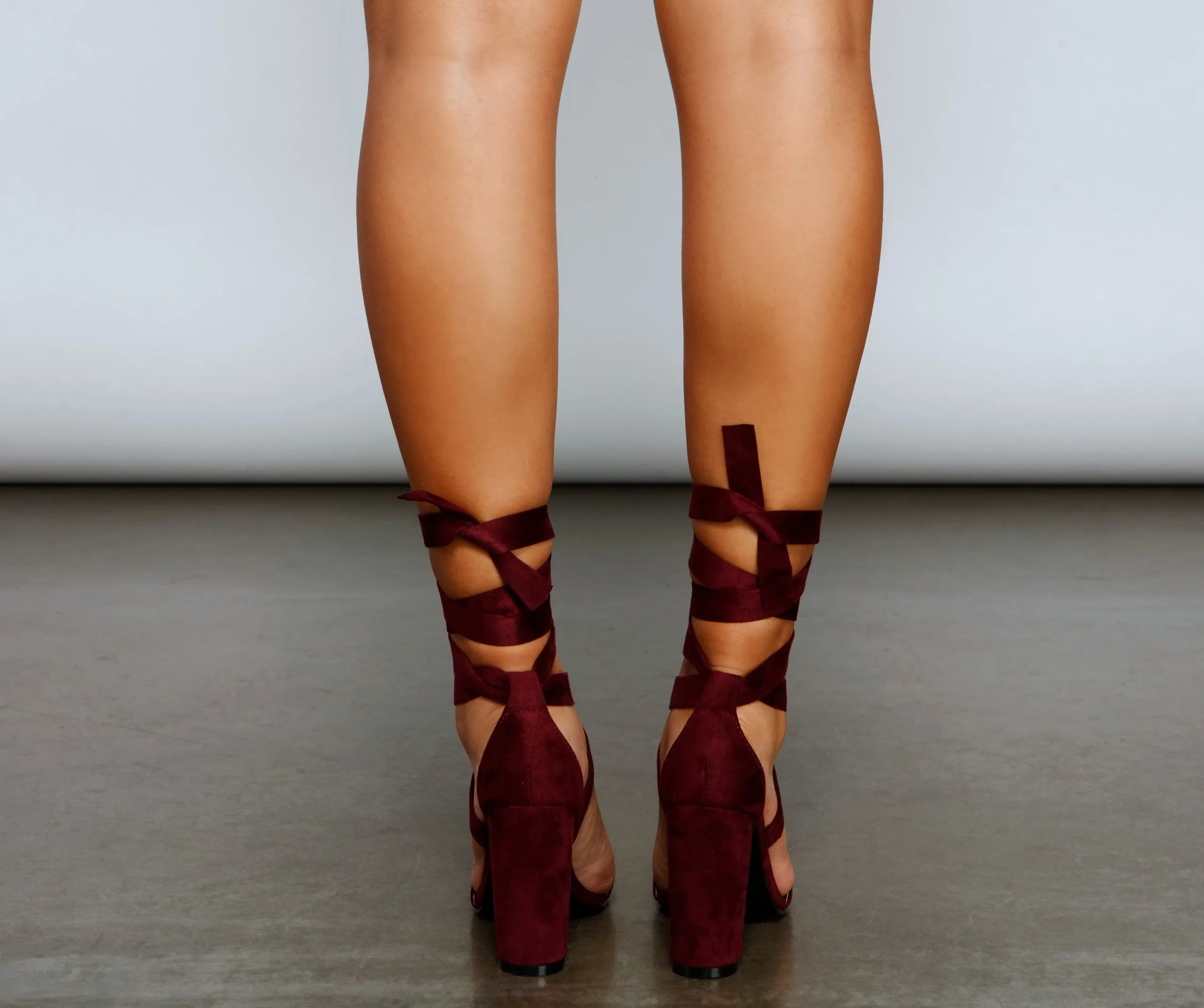 So Poised Lace Up Block Heels