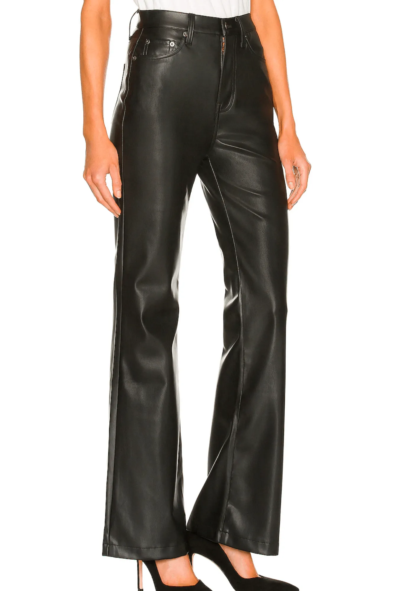 Stevie High Rise Wide Leg Coated Denim Slate Black