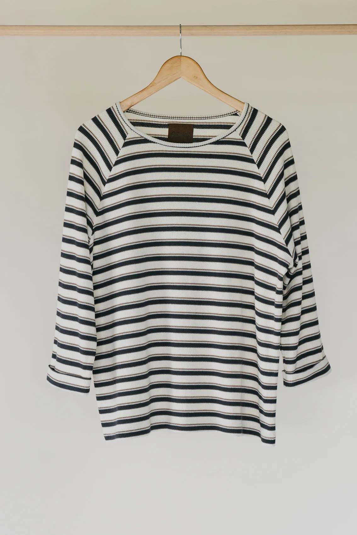 Striped Long Sleeve T-Shirt - Blue and Cream