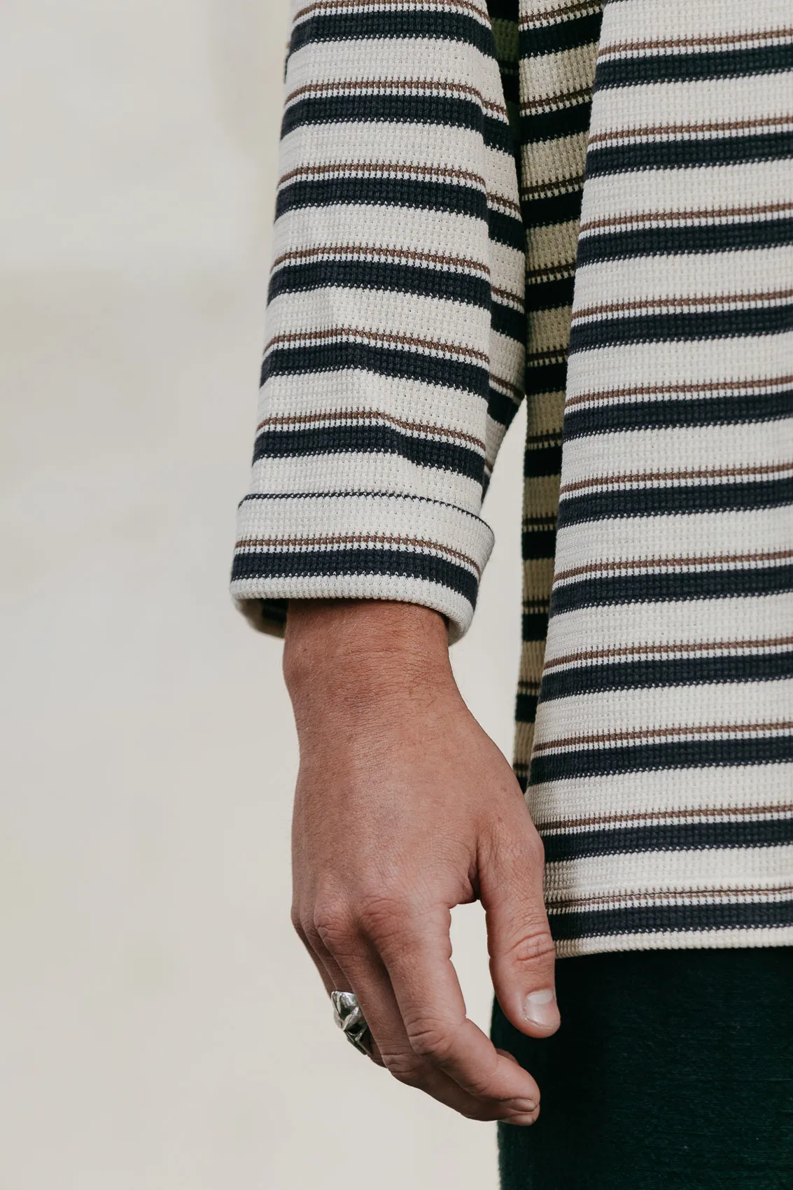 Striped Long Sleeve T-Shirt - Blue and Cream