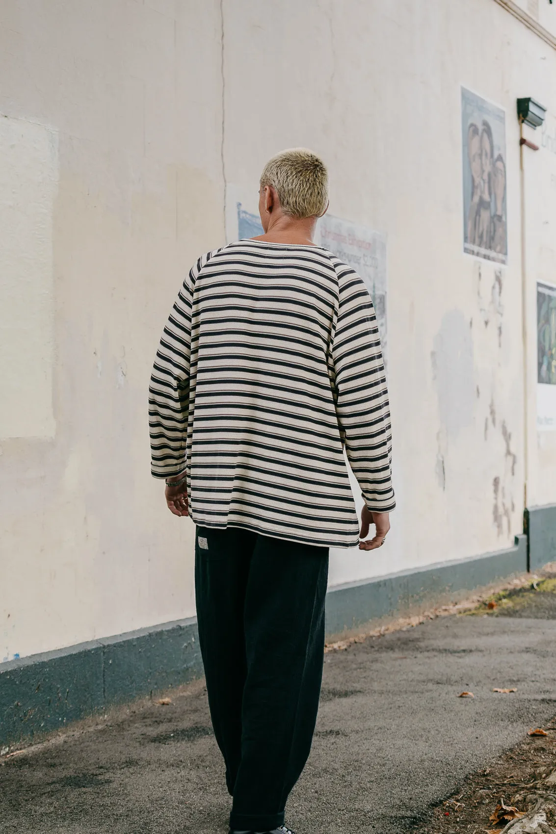 Striped Long Sleeve T-Shirt - Blue and Cream