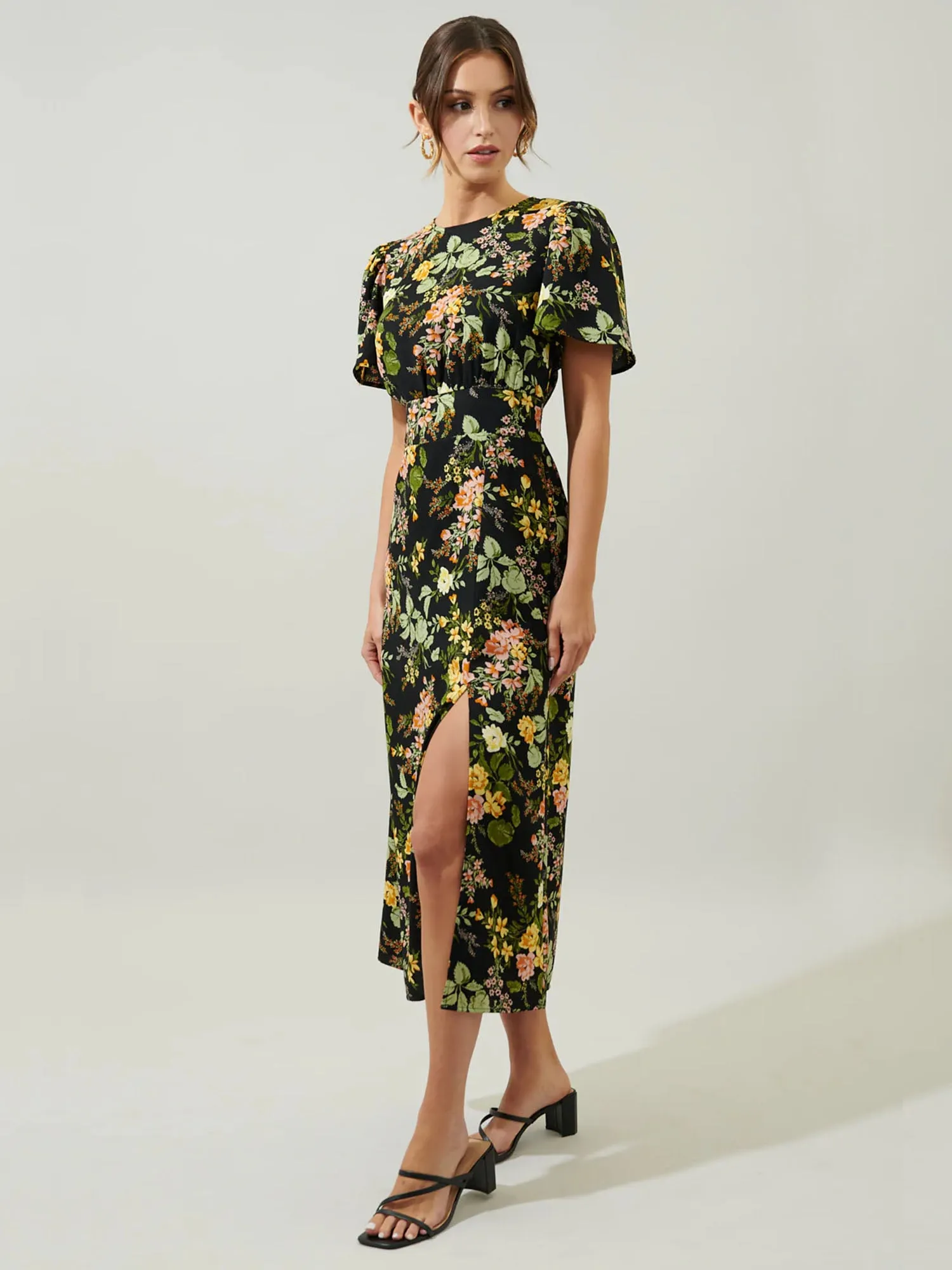 Sugarlips Short Sleeve Floral High Slit Midi Dress - Brands We Love