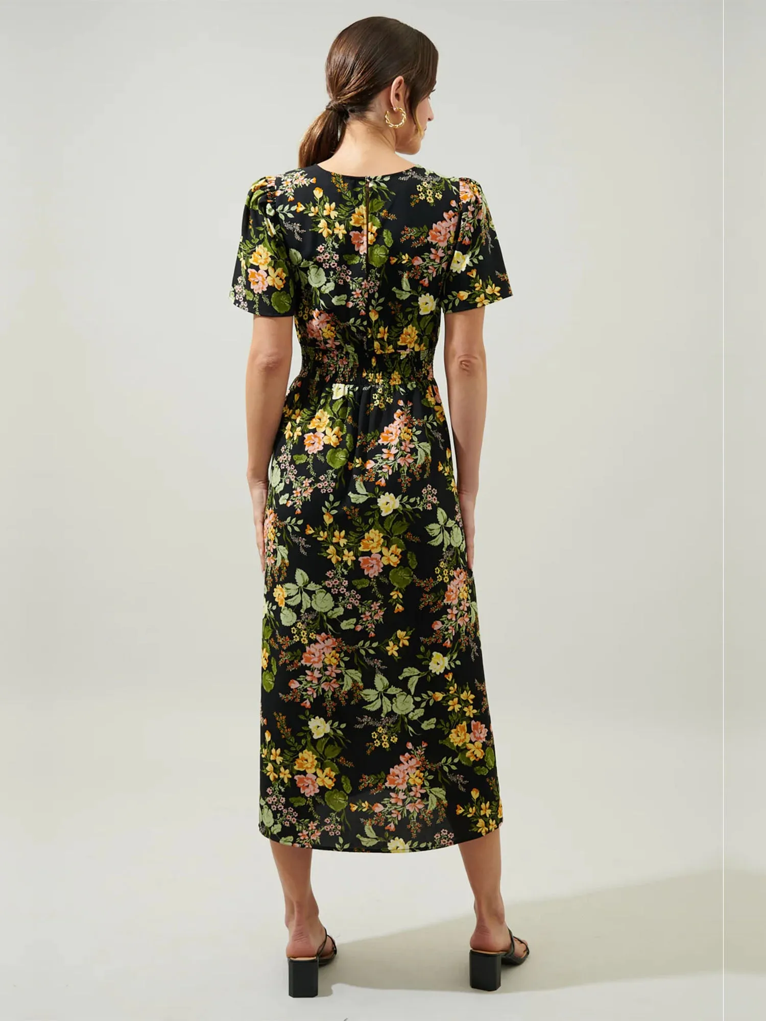 Sugarlips Short Sleeve Floral High Slit Midi Dress - Brands We Love