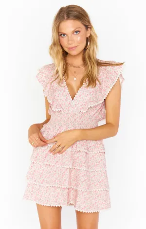 Sweet Ruffle Mini Dress ~ Little Rose Floral