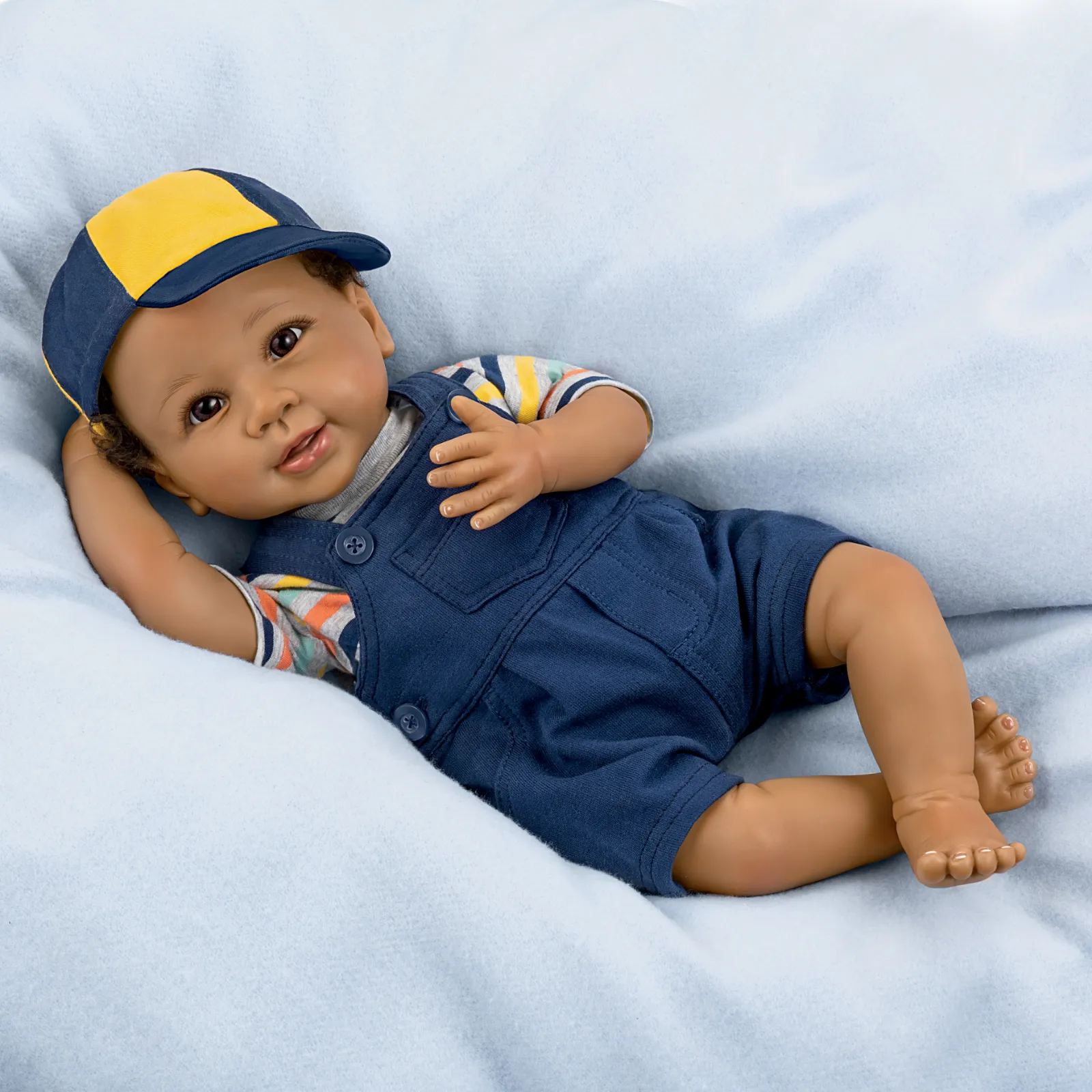 The Ashton - Drake Galleries Just Too Cute Jackson So Truly Real® Lifelike & Realistic Weighted African American Baby Boy Doll by Linda Murray 18-inches